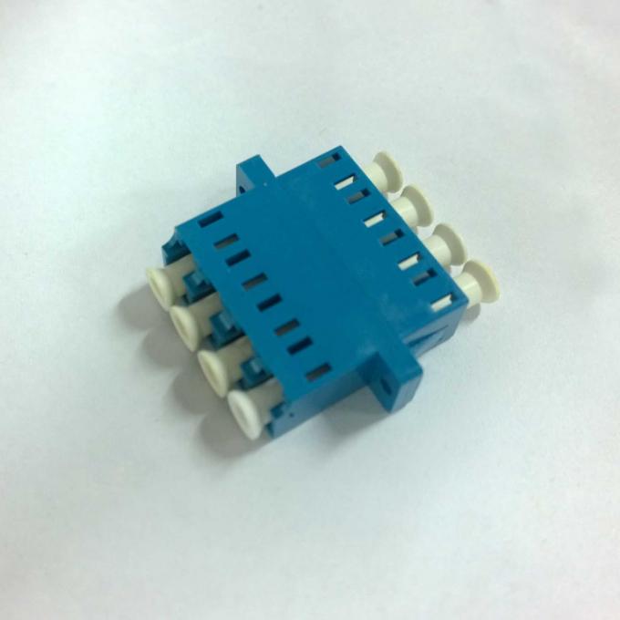 Quadruple 4 Cores LC UPC Singlemode Adapter Fiber Optik Warna Biru
