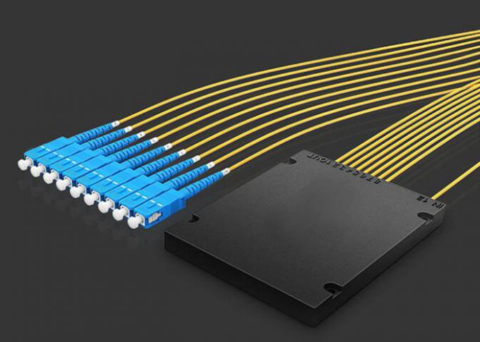 Kehilangan insersi rendah, PDL rendah 1 * 8 tabung ABS PLC, 2.0mm, kabel 1M, Fiber Optic Splitter