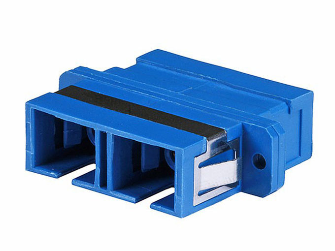 SC Duplex Fiber Optic Connector Adapters Single Mode Dengan Flange, Warna Biru