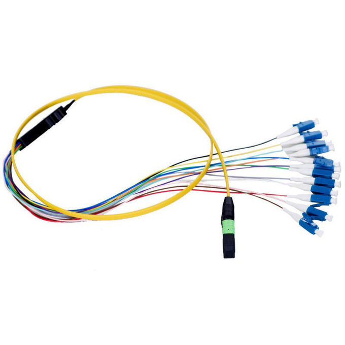 MTP / MPO - LC Cord Fiber Optic Patch Panjang Disesuaikan Untuk Instalasi Premis