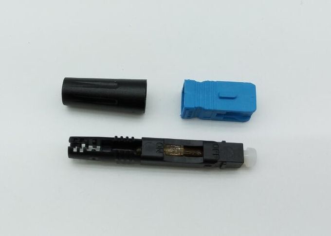 50mm Pra - Poles Konektor Cepat Serat Optik Biru Single Mode Konektor Serat