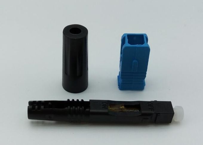 50mm Pra - Poles Konektor Cepat Serat Optik Biru Single Mode Konektor Serat