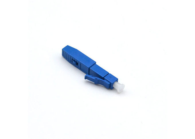LC UPC Fiber Optic Fast Connector Pre-Embedded Blue Untuk Kabel Penyangga Ketat 0.9mm