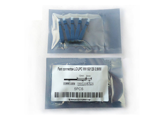 LC UPC Fiber Optic Fast Connector Pre-Embedded Blue Untuk Kabel Penyangga Ketat 0.9mm