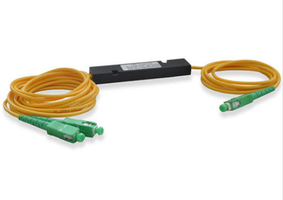 Cina Moda Tunggal Fiber Optic PLC Splitter 1 * 2 Panjang Serat 0,9mm Rendah Penyisipan Rendah pemasok
