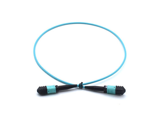 FTTH Telecom MPO Simplex Patch Cord, Biru 8 Core / 12 Core Kabel Serat Optik APC Polishing pemasok