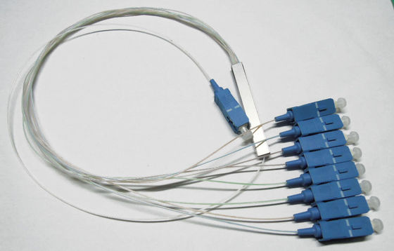 0.9mm Fiber Optic Cable Splitter Untuk Jaringan FTTX / PON, 1 × 8 PLC Fiber Splitter pemasok