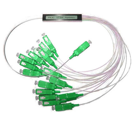 1 * 4/1 * 16/1 * 32 Serat Optik PLC Splitter Dengan SC / APC Connector Steel Tube Packaing pemasok