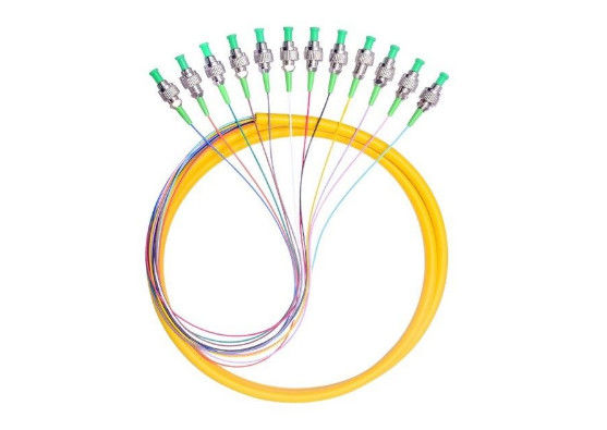 12 Cores Single Mode Pigtail Fiber Optic Cable FC / APC 2.0mm 1M Untuk Sistem FTTH pemasok