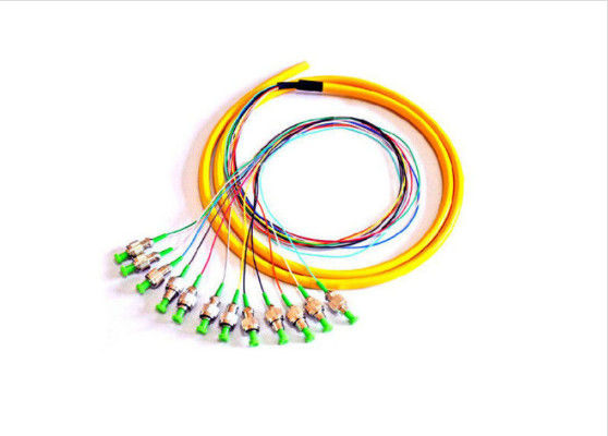 12 Cores Single Mode Pigtail Fiber Optic Cable FC / APC 2.0mm 1M Untuk Sistem FTTH pemasok