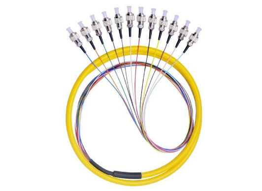 12 Core FC / UPC Fiber Optic Pigtail 12 Color Fan Out Dengan Kabel LSZH pemasok