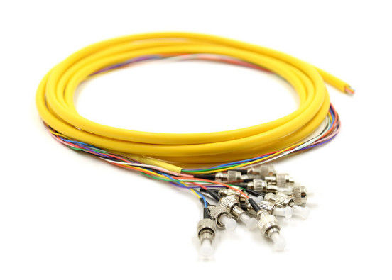 12 Core FC / UPC Fiber Optic Pigtail 12 Color Fan Out Dengan Kabel LSZH pemasok
