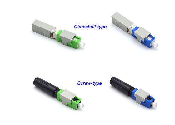 Konektor Fiber Clamshell / Screw Fast Connect, Konektor Terinstal Hijau 55mm pemasok