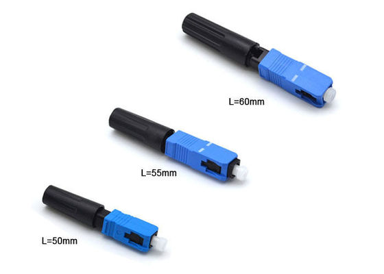 50mm Blue Field Majelis Connector Single Mode Untuk FTTB / FTTH 250 - 900um Diameter pemasok